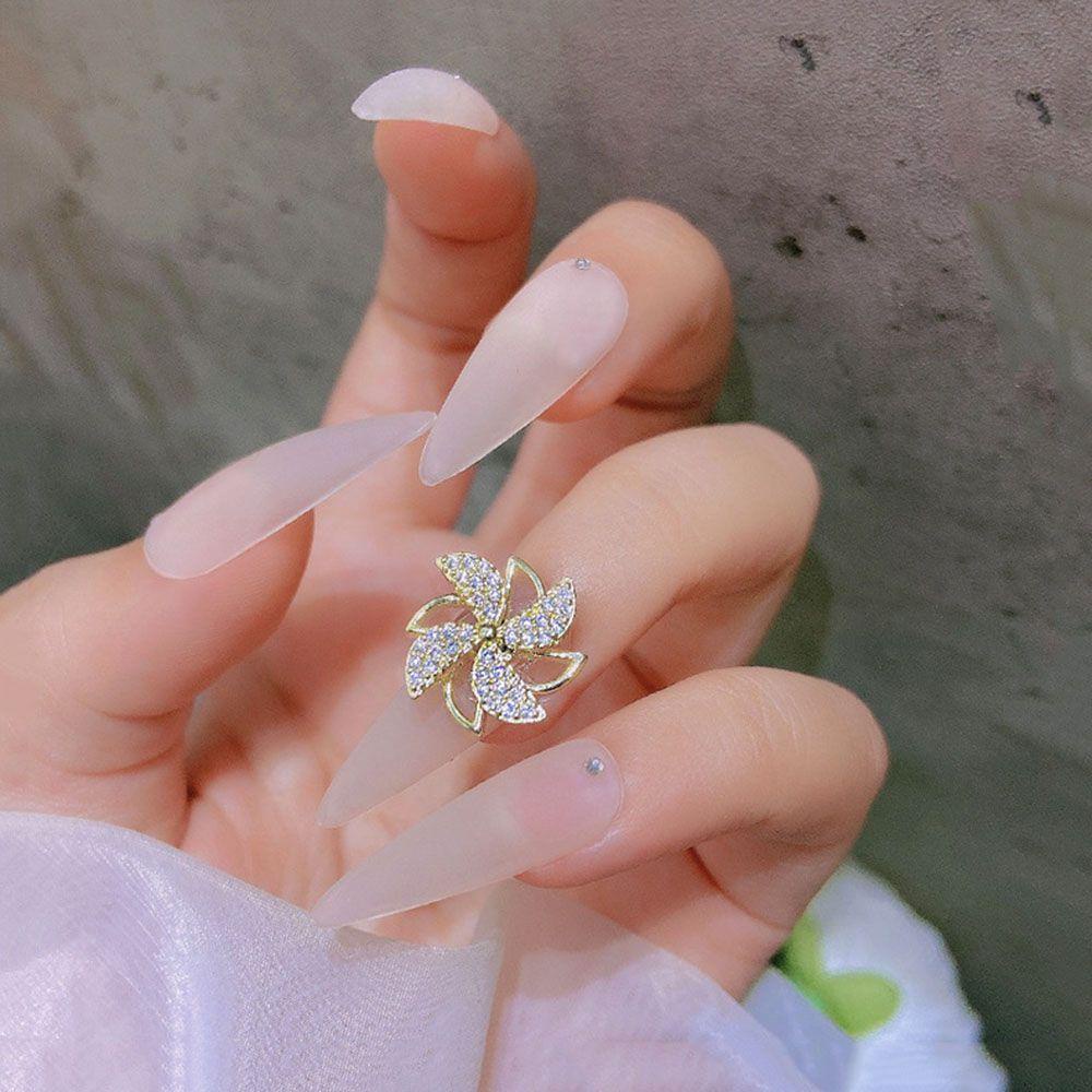 AUGUSTINA Augustina Windmill Nail Art Perhiasan Zirkon Mewah Rotary Windmill Drill Flash DIY Dekorasi Nail Art