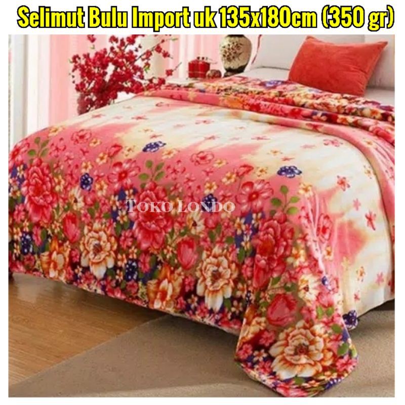 [TERMURAH] SELIMUT DEWASA Selimut Bulu Motif Garis2 Abstrak Bunga2 MMC Uk135x180 HALUS LEMBUT 350gr-Red Flower Garden
