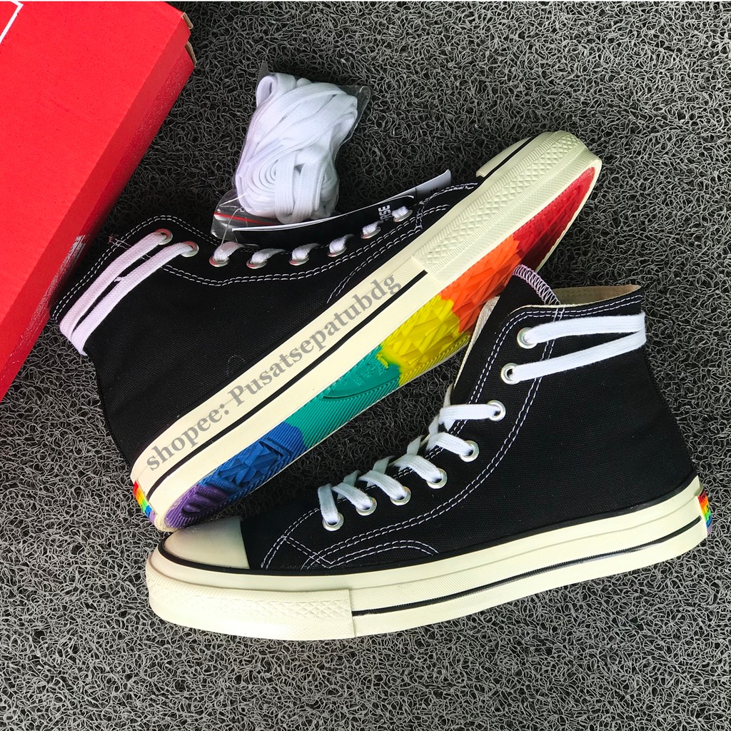 Sepatu Converse All Star 70s High Rainbow Black White