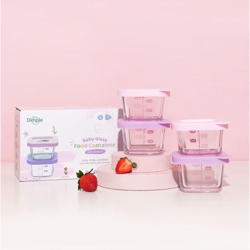 Little Dimple Baby Food Container (with Silicone Lid) 4 x 160 ml Kotak Mpasi