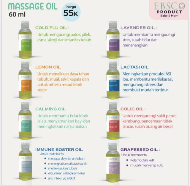 EBSCO Massage Oil 60 ml - Minyak Pijat Aromateraphy Ibu dan Anak