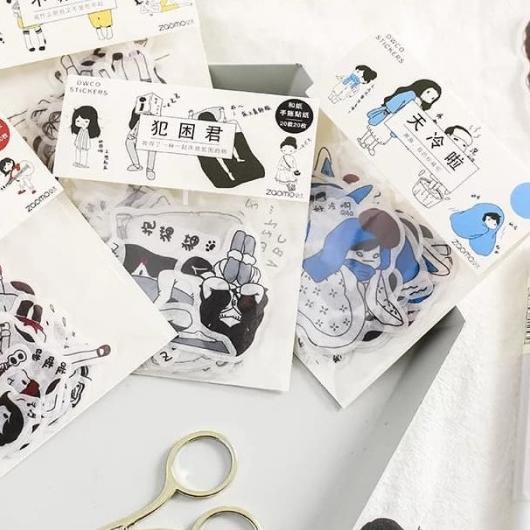 

➳ Sticker Deco Girls Exercise Daily Life Scrapbook DIY Bujo Journaling - Abu-abu ✲
