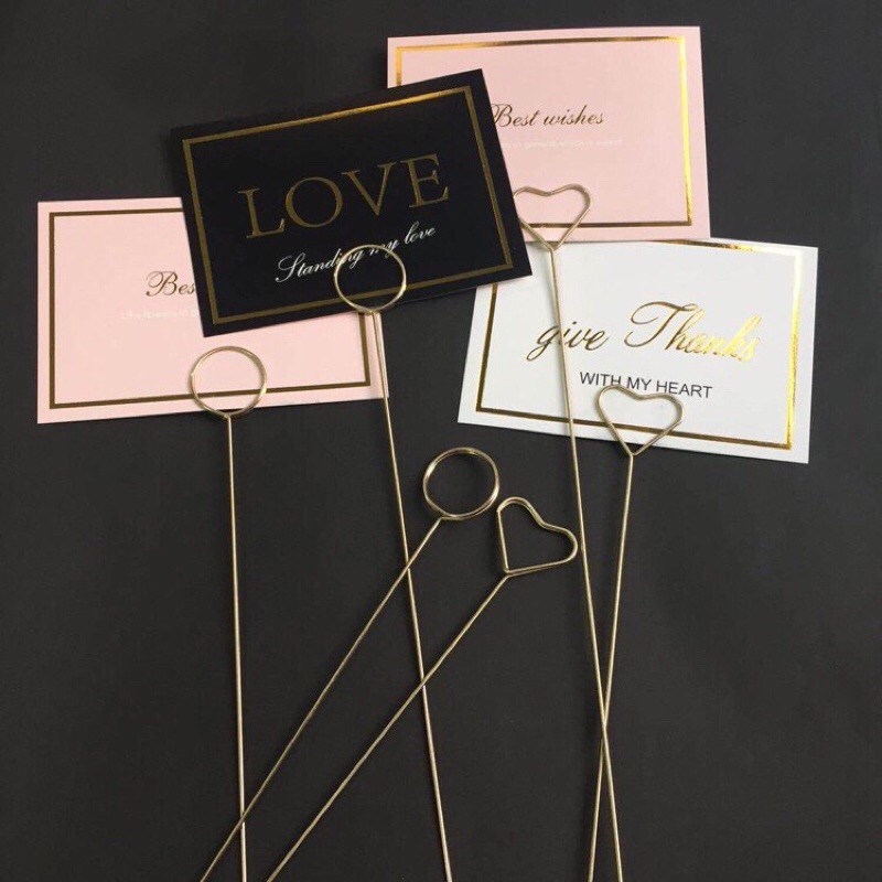 GOLD STICK CARD ECERAN PCS STICK BUNGA BENTUK LOVE ATAU BULAT UNTUK HAND BOUQUET BUNGA FLORIST