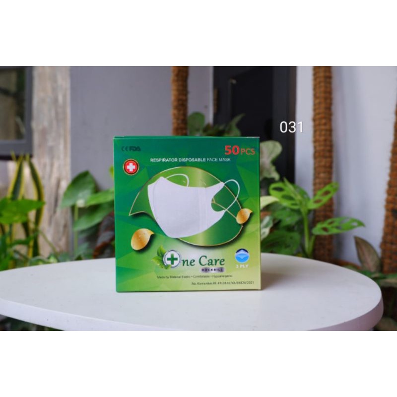 MASKER ONECARE DUCKBILL HITAM GARIS | MASKER ONE CARE PUTIH GARIS | MASKER DUCKBILL EMBOS3PLY ISI 50