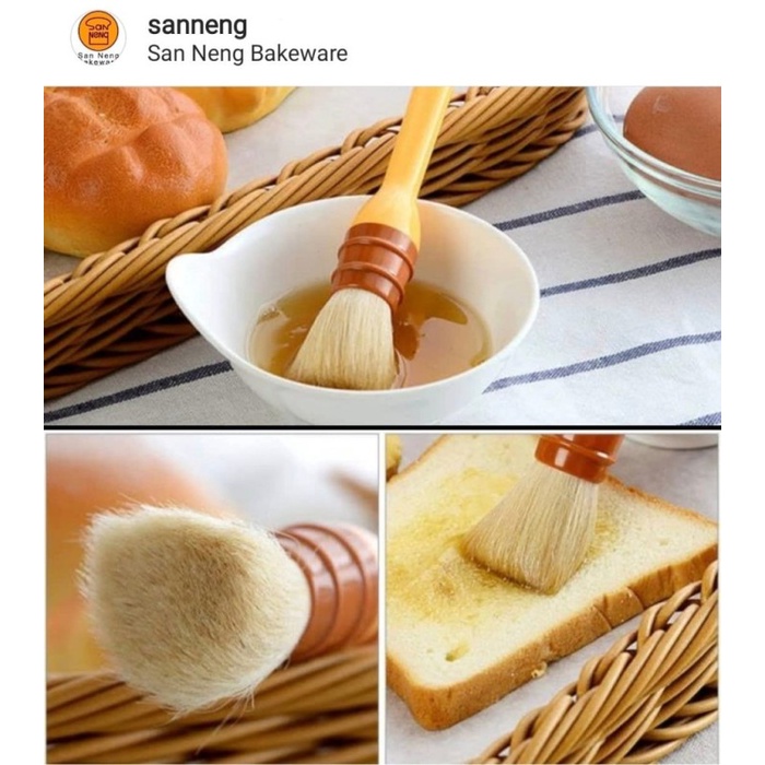 Sanneng SN4117 Wool Pastry Brush - Round/Kuas Kue Roti bulu asli2.5cm