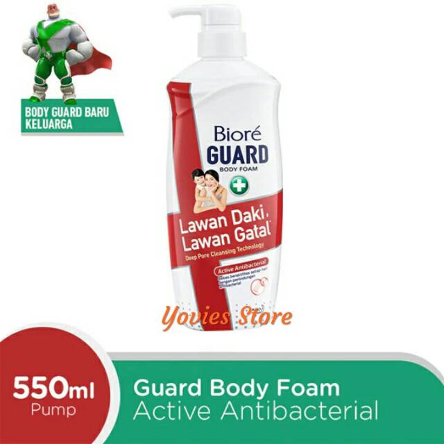 Sabun Cair Biore Guard Active Antibacterial Botol Pump 550ml