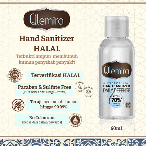 Qlemira Anti-Bacterial Hand Sanitizer Halal 60 mL - Alkohol 70% by Makarizo-2