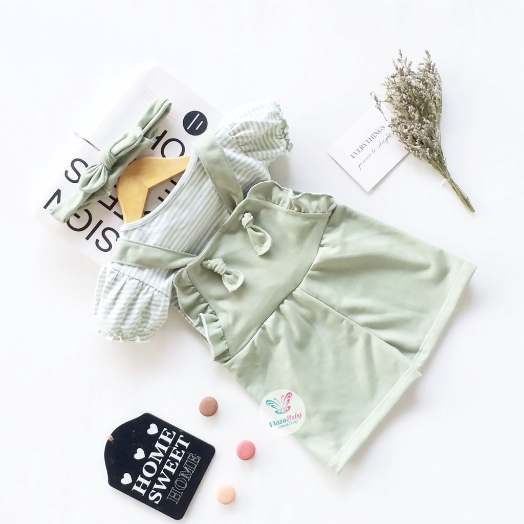 Plazababyku MX OVERALL ARABELLA setelan bayi motif bunga yang lucu free headband