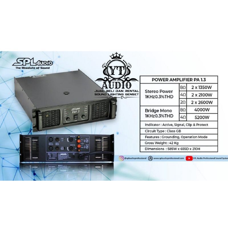 Power SPL AUDIO PA 1.3 2X1350WATT CLASS GB ORIGINAL promo