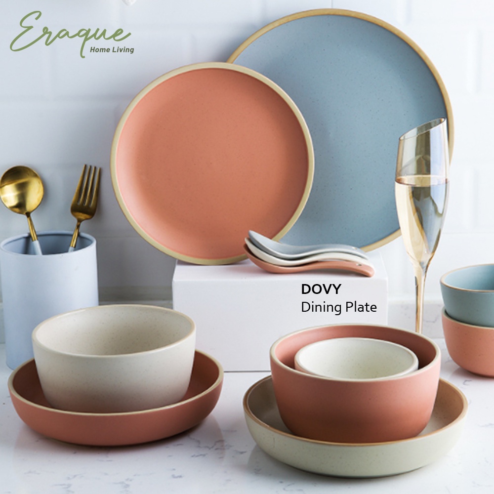 Dovy Plate / Wadah Piring Makan Saji Steak Kue Dessert Keramik Nordic Estetik Warna Pastel Aesthetic