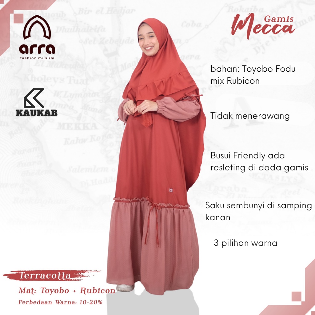Dress Gamis Mecca Wanita Perempuan Dewasa Fashion Muslim Bahan Katun Madina Spesial Ramadhan 2022