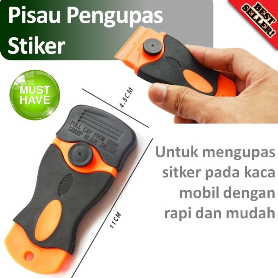 SCRAPER Pisau Pengupas Stiker Kaca Mobil Motor Serbaguna Alat Pembersih Pembuka Sticker Car Blade Razor Knife Scrapper Tajam Mudah Praktis