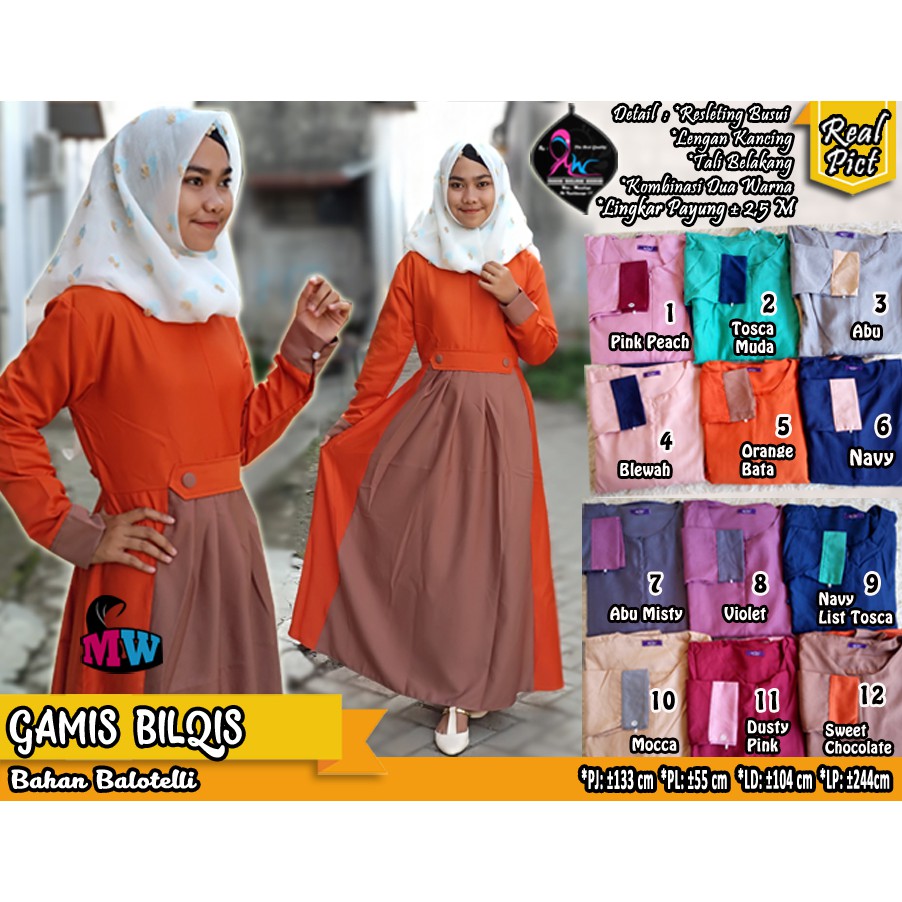 Gamis Polos Balotelli / Gamis Kombinasi / Gamis Busui / Gamis 2 Warna (Bilqis)