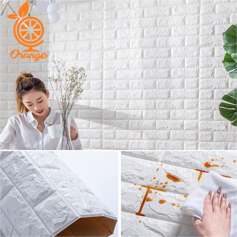 COD Paket Termurah Wallpaper Foam 3D Bata Putih/White Brick/Stiker Dinding Modern 70 x 77 cm Worldhome66