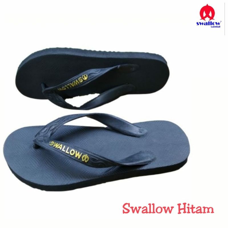 grosir Sandal Jepit Swallow Hitam/ Sandal Jepit dewasa 6pcs