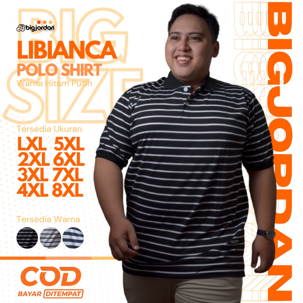 LIBIANCA baju polo salur jumbo XXL kaos kerah salur pria XXXL XXXXL XXXXXL kaos kerah salur jumbo 6x