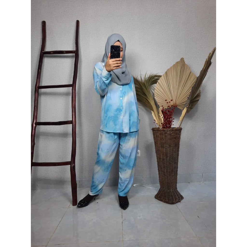 (Best seller) Pajamas Set Viscose Lengan panjang Tiye diye / tie die