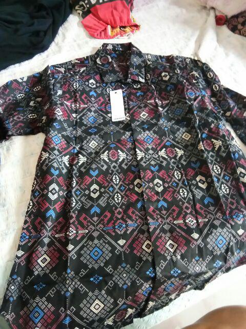 Credomenstore Kemeja Batik Songket Hitam / Kemeja Batik Pria Lengan Panjang / Baju Batik Cowok