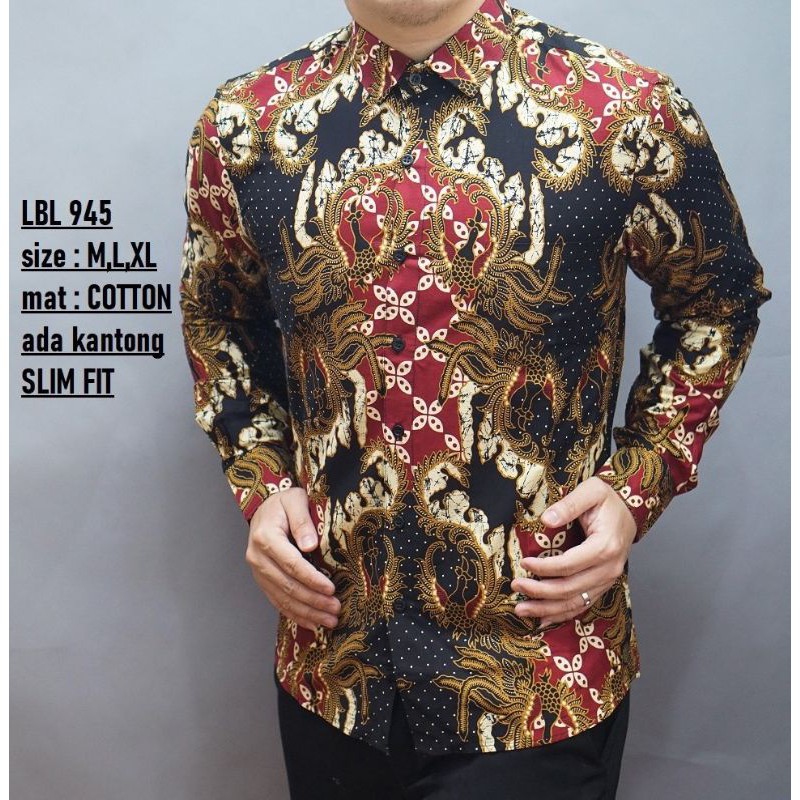 LBL 660 LUIGI BATIK PRIA SLIMFIT LENGAN PANJANG