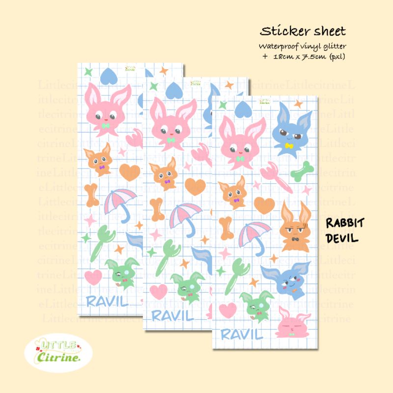 

Sticker lucu - Rabbit deVil | emoticon | deco journal