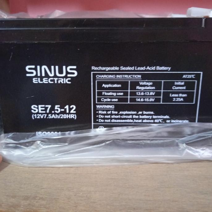 Aki 12 Volt 7.5 Ah Merek Sinus Bisa Buat UPS Ataupun Mainan Anak