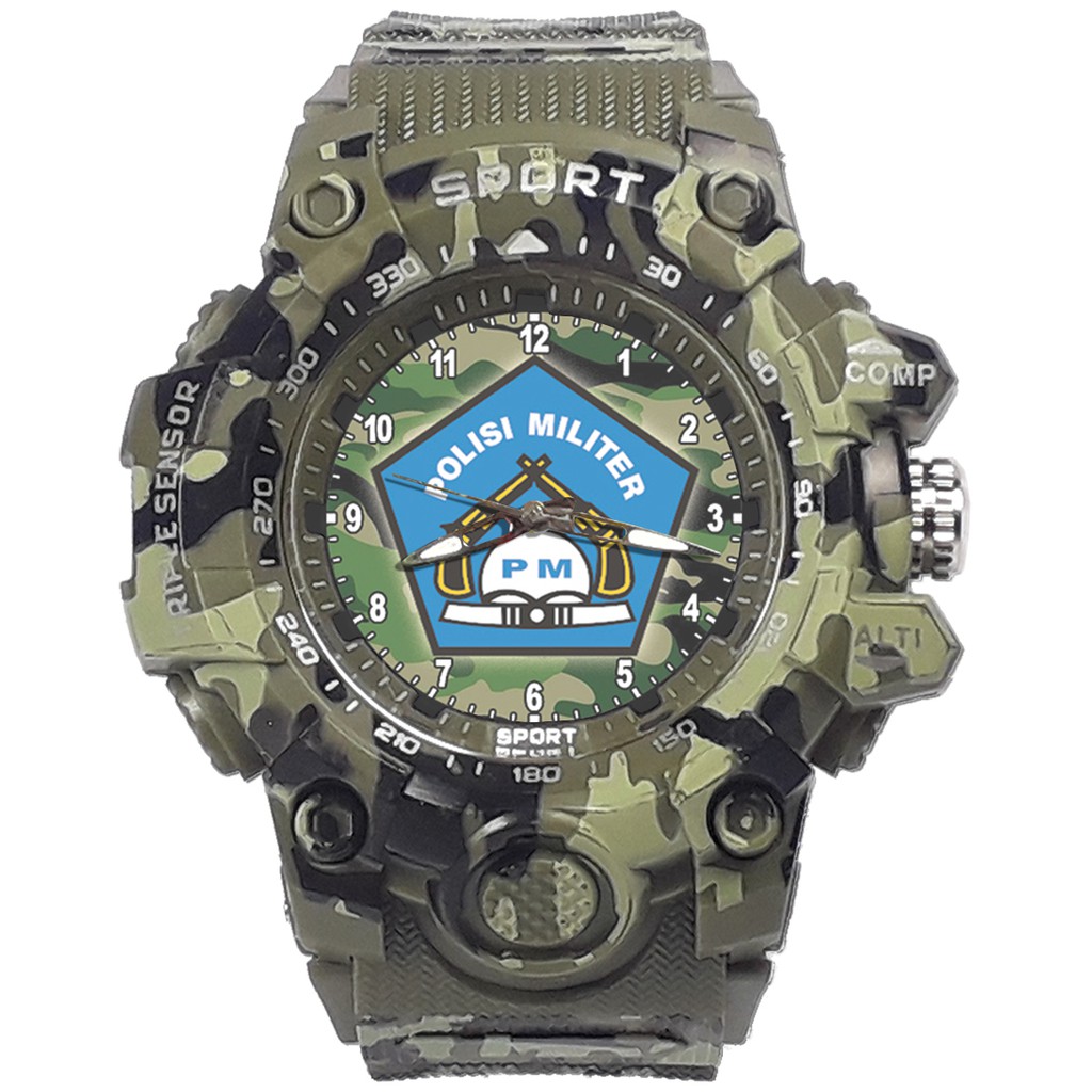{Istimewa} Jam Tangan LOGO POLISI MILITER - PM 2 Hijau Army Water Resistant