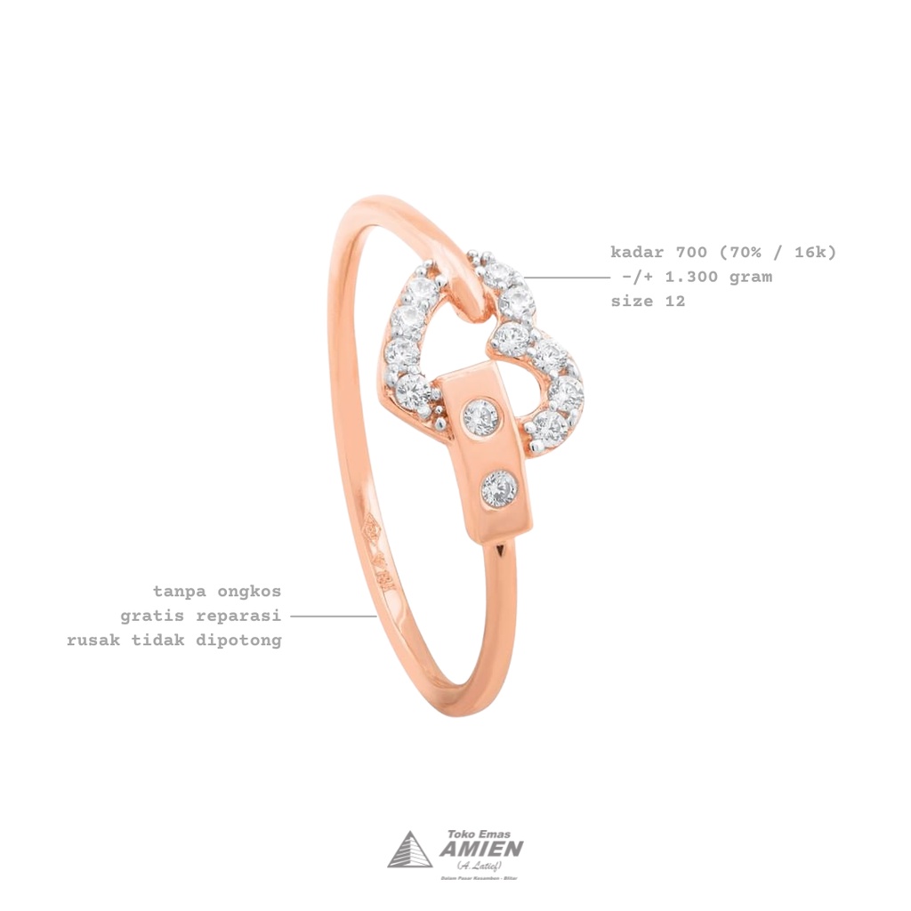 Toko Emas Amien Cincin Emas Asli UBS Kadar 700 (70% / 16K) 1.300 Gram - Love Permata
