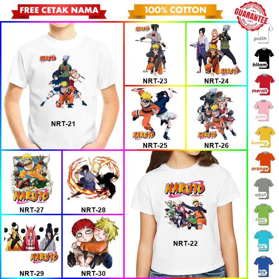 [FREE NAMA!!] Baju Kaos COUPLE  ANAK DAN NARUTO BANYAK MOTIF