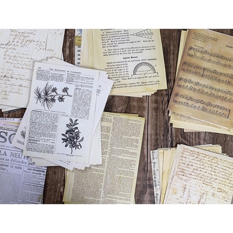 

30Pcs Kertas Motif DIY Scrapbook Deco Paper RETRO OLD BOOK PAGE SERIES - 08