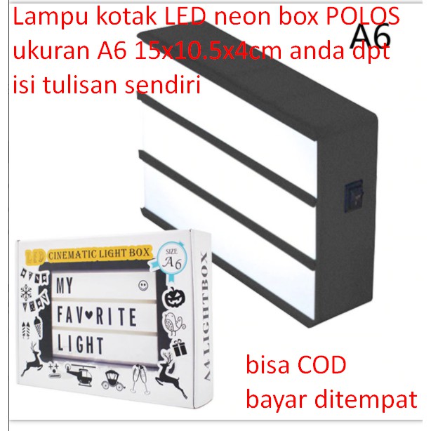 

Promo Lampu Kotak Led Neon Box Polos Ukuran A6 15X10.5X4Cm Anda Dpt Isi Tulisan Sendiri