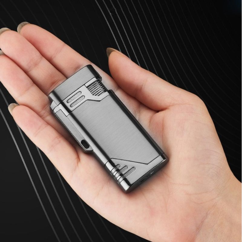 Korek Api Gas Lighter Double Jet - Metallic Black