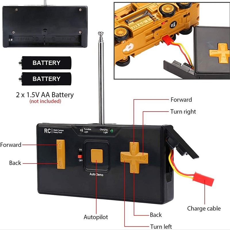 6-in-1 DIY Children's Remote Control Engineering Toy Car Excavator Crane Dump Truck Mixed RC Car