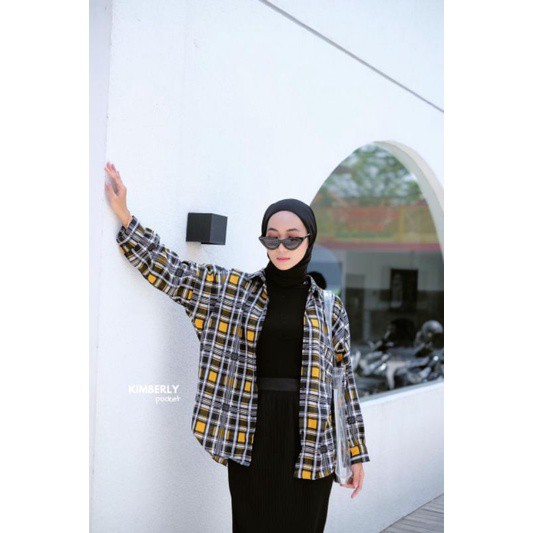 garmensolo || KEMEJA WANITA MODEL TARTAN CROP/ KEMEJA WANITA BAHAN WOLFIS / TUNIK JUMBO PREMIUM BLOUSE TARTAN LENGAN BALON MIZU KOREAN STYLE | KEMEJA FLANEL WANITA NUMMA-KIMBERLY  MUSTARD