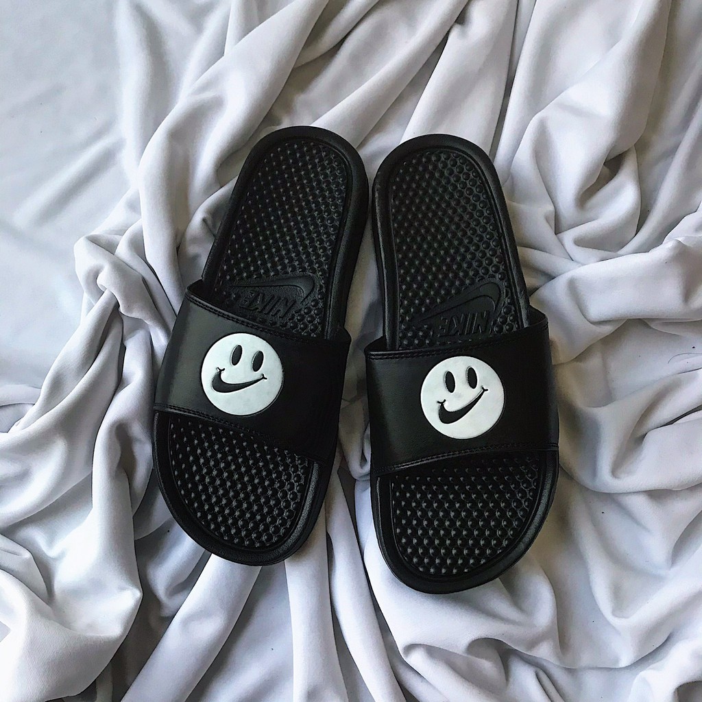nike smiley face slides
