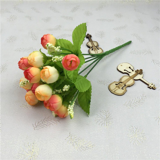 COD BUNGA MAWAR  BUNGA TANGKAI PLASTIK BUNGA ARTIFISIAL BUNGA PAJANGAN IMITASI BUNGA HIASAN BT9005-ORANGE