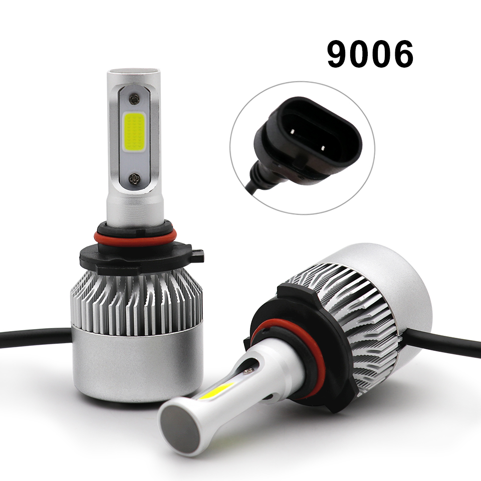 HLXG Lampu Mobil LED COB Headlight 8000LM 9006/HB4 S2 Chip 2Pcs