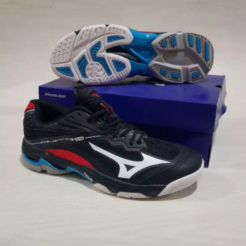 Sepatu volly Mizuno wave lightning z 6 low black white red impor terbaru