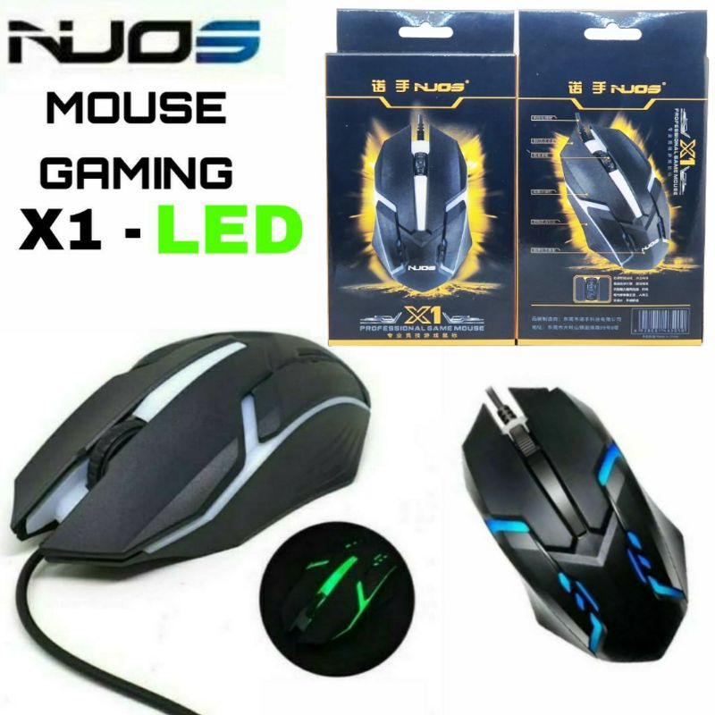 Mouse Kabel Gaming Original NUOS LED With cable Mouse Game RGB X1