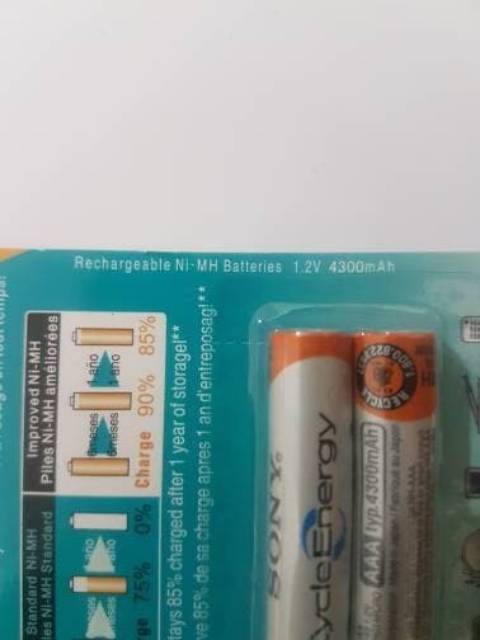 battery AAA sony ni MH baterai 4300mAh rechargeable isi ulang 2pcs