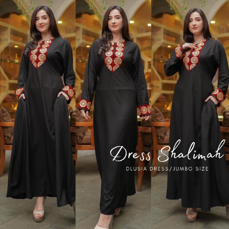 Daster arab Dlusia SHALIMAH Gamis Rayon Maxi Dress Big Size Original