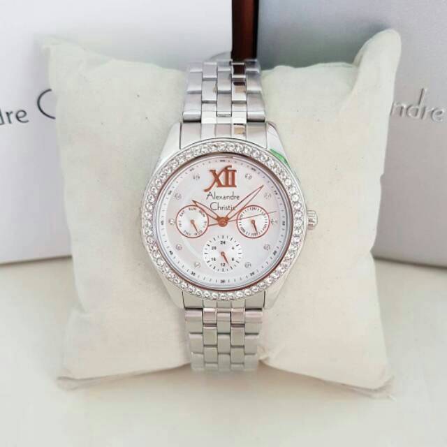 Jam Tangan Alexandre Christie Ac2496 Original Wanita Silver