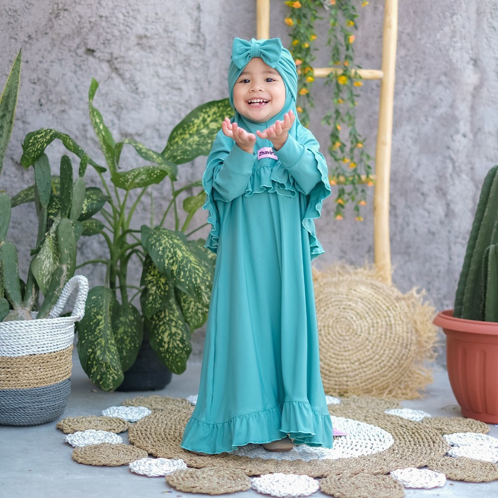 Gamis Rempel by Zhavira - Hijau Wardah - Gamis Bayi Balita Anak Perempuan