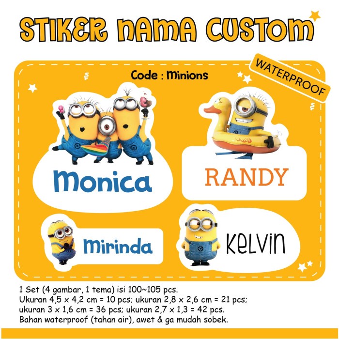 

(BISA COD) Stiker Nama Anak Custom / Label Nama Anak Murah Custom 02