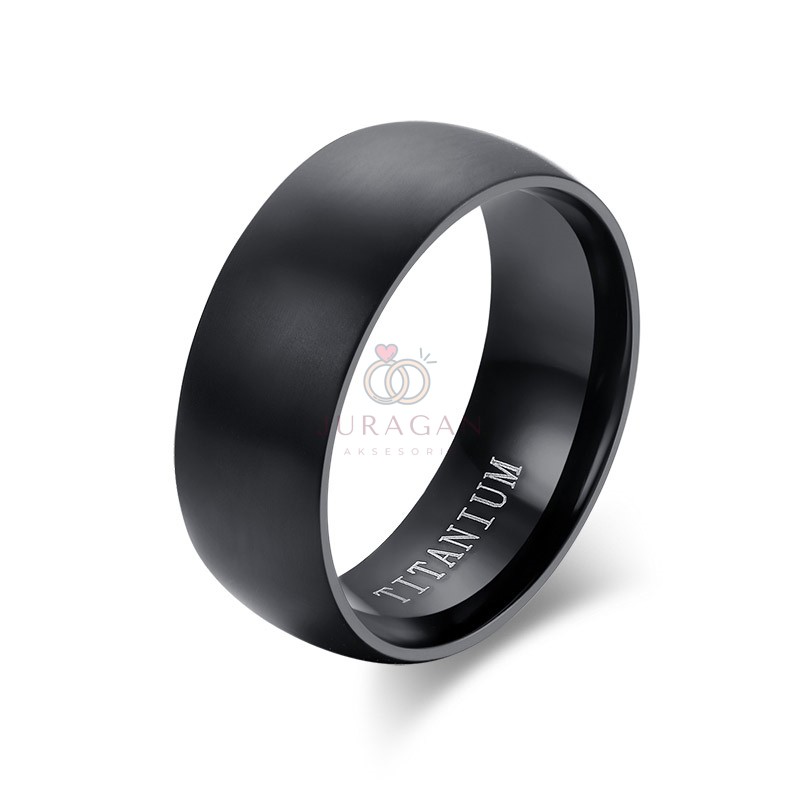 [UKIR NAMA] Cincin Hitam Pure Titanium Pria BONUS Gelang