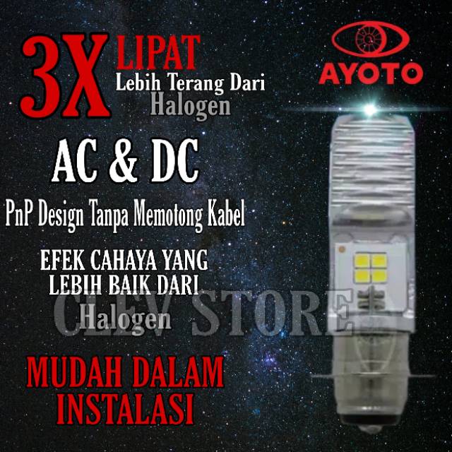 LAMPU LED motor AYOTO M2B PRO H6 AC &amp; DC motor matic / bebek