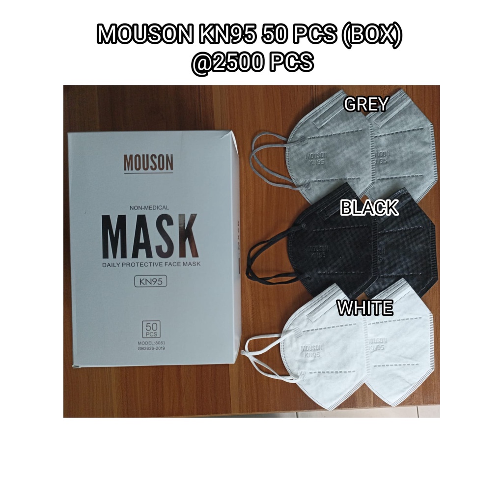 50Pcs 1Box Masker MOUSON KN95 5Ply Earloop Embos-Facemask KN 95 5 Ply Protective Face mask isi 50 Pc