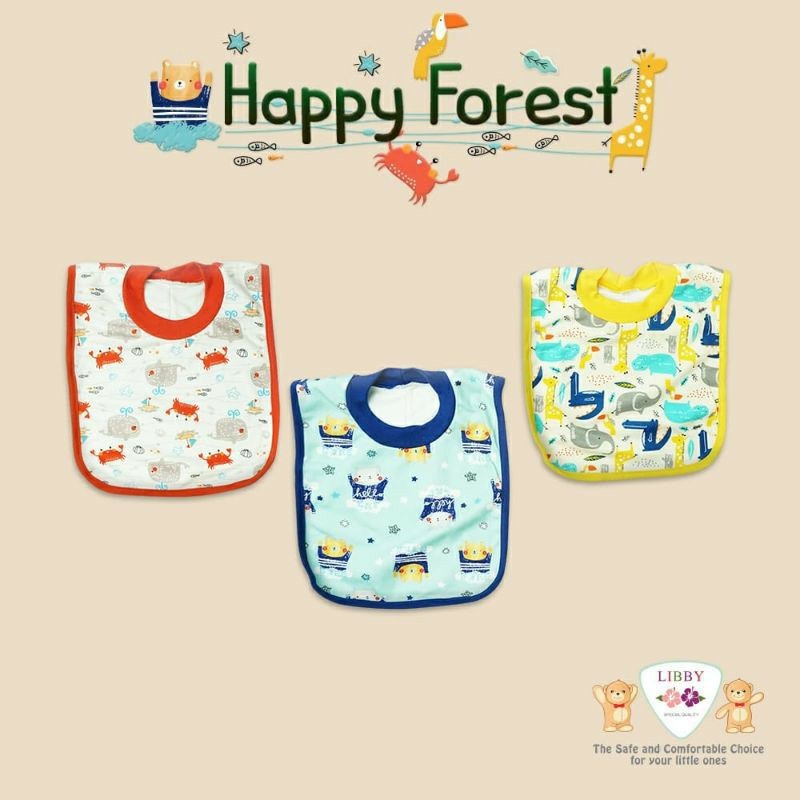 Libby Slabber BIB RIB / 3 Pcs Happy Forest