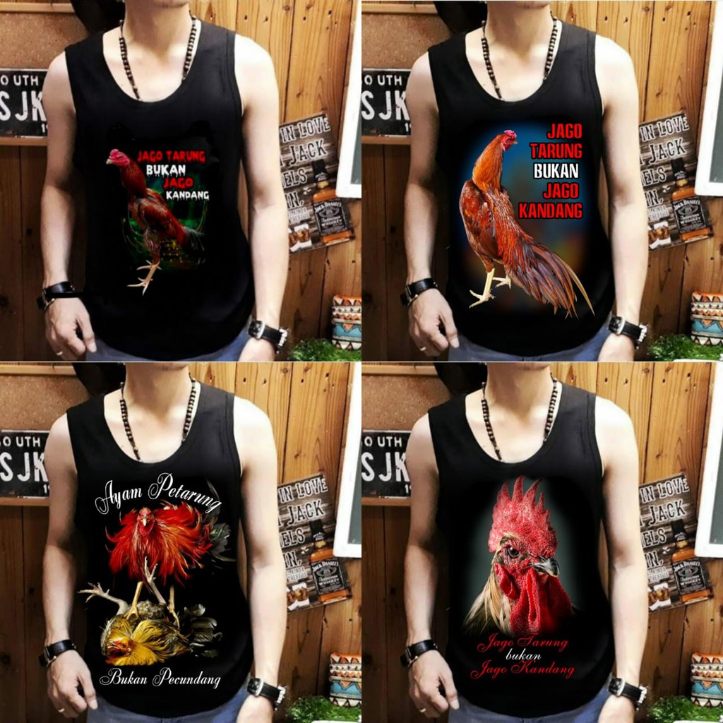 Singlet lekton pria motif ayam