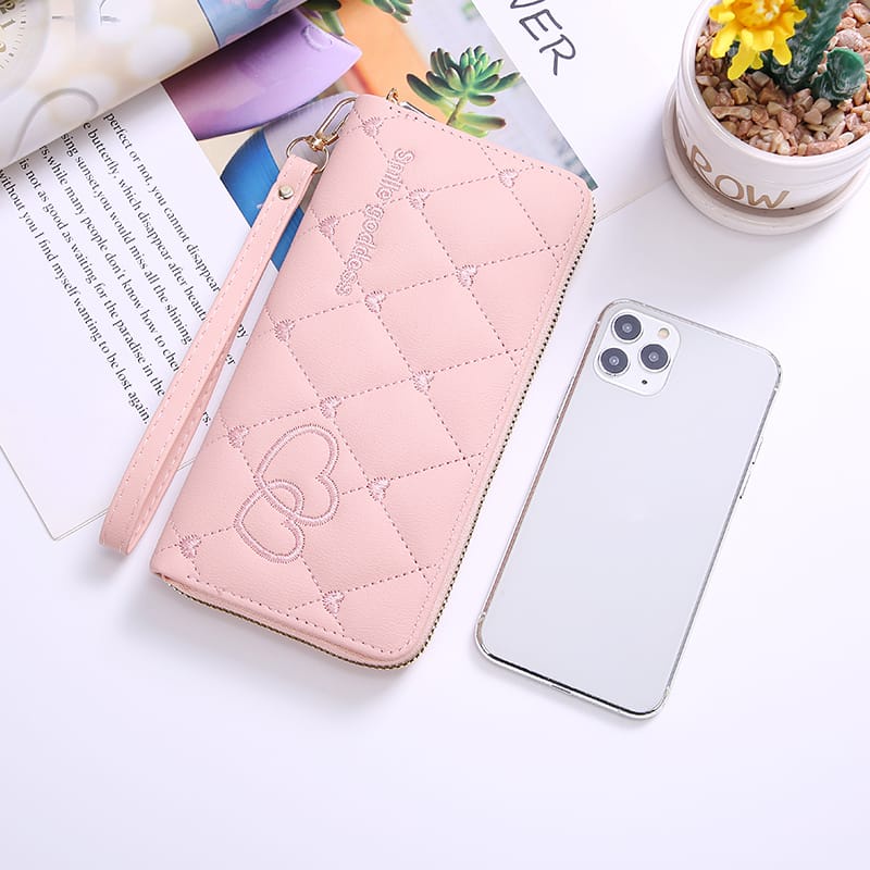 TASBLUE Dompet Panjang Impor Dompet Wanita Dompet Fashion Ritsleting Terbaru   Pola Hati Dompet Panjang Gaya Korea D305 Mode Koin Dompet Lipat Dompet Multifungsi  Dompet Wanita Impor