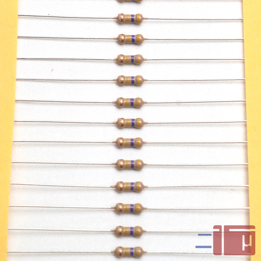 X10 Resistor 470K 1/4W Karbon 5% Taiwan Kaki Tembaga